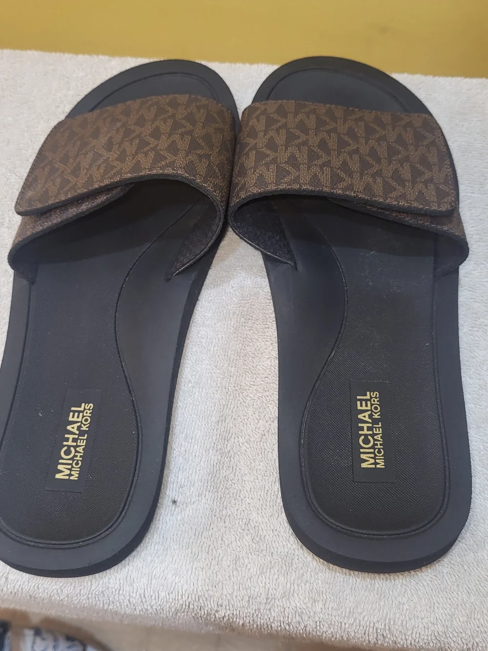 Women's Michael Kors Brown Logo Slide Sandals
